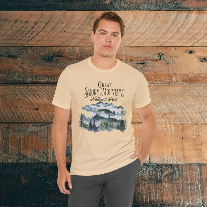 Park Service Apparel - Wholesale Screen Printed T-Shirt - Unisex - Great Smoky Mountains National Park Unisex Fit Soft T-shirt Watercolor Style Nature Tee