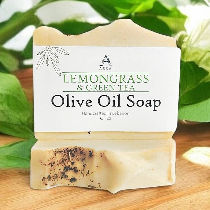Lemongrass & Green Tea - Pure Olive Oil Soap Bar - Handcrafted - All-Natural - Moisturizing & Soothing - 4oz - For All Skin Types - Unisex for wholesale by Arsai Soap