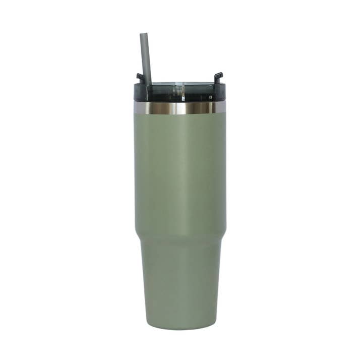 30 Oz Stainless Steel Tumbler with Straw - Sage Green for wholesale by Creative Gifts International Inc.