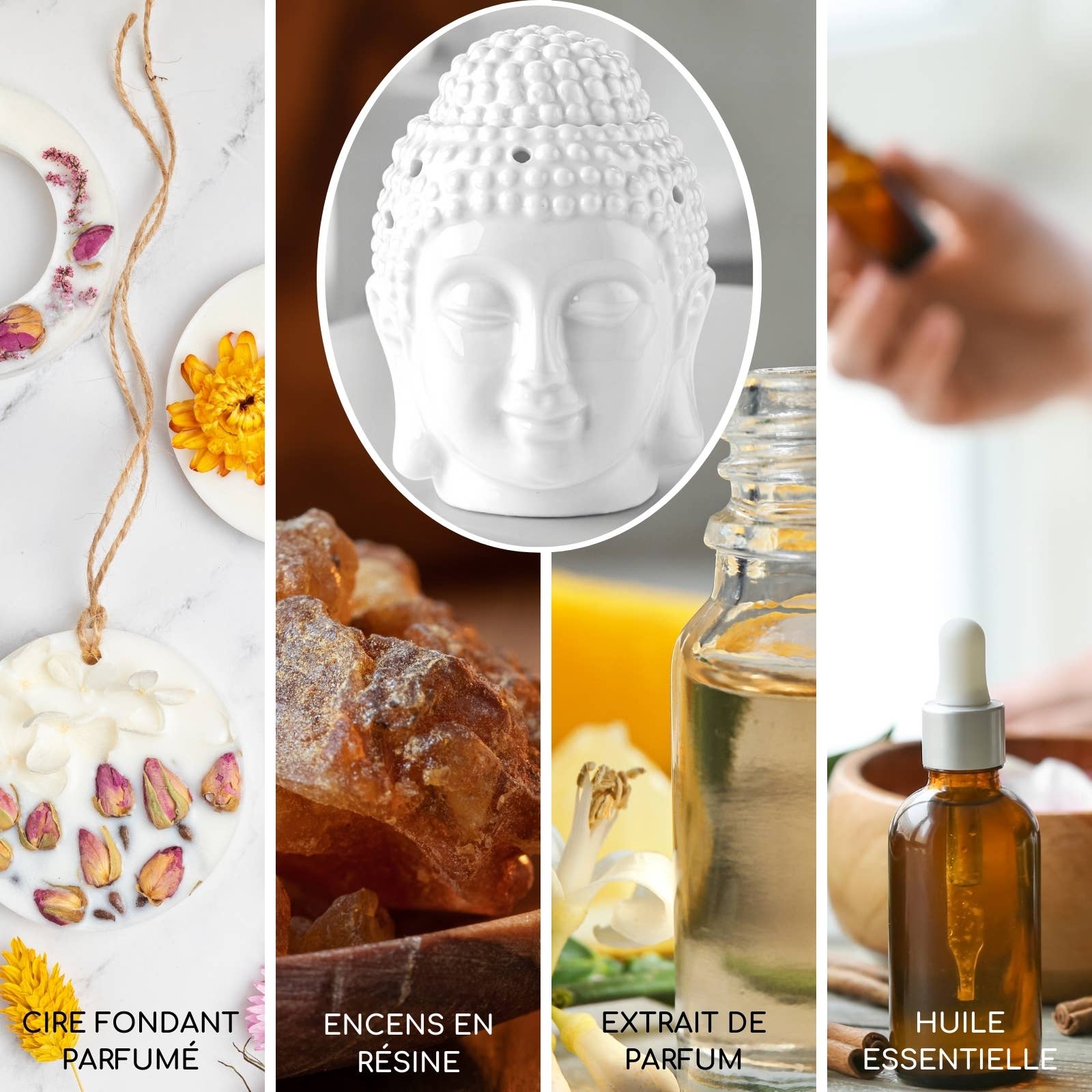 Zen'Arôme – Engroshandel Stearinlys/lysestage – Hvid buddhahoved i keramik til olie og duft - Dhyana3