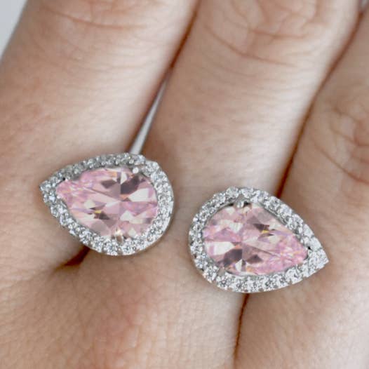 Anillo Halo de Dos Peras - Colección Pretty In Pink para venta al por mayor de Shimmer by Cindy