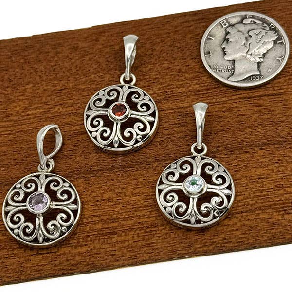 Sterling Silver Pendant with gemstone accent for wholesale by Goddess Design Studio