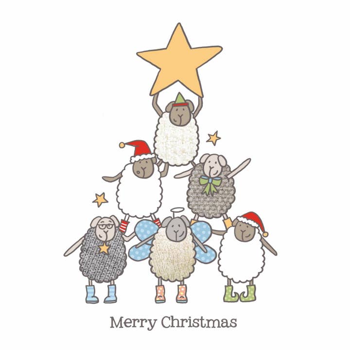 XMAS PYRAMID SHEEP CARD for wholesale by Felltarn