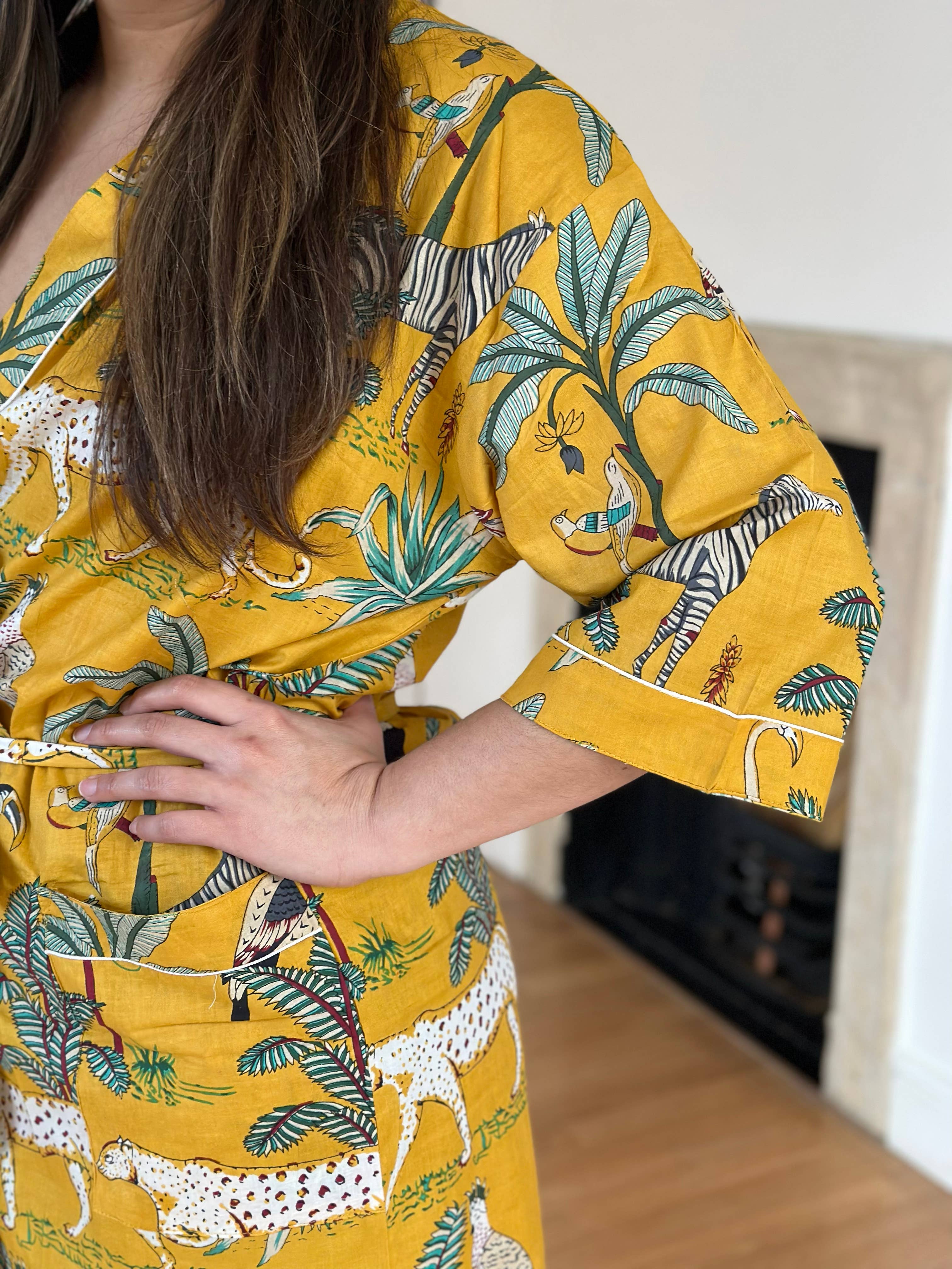 HausLife - Wholesale Robe - Women's - Jungle Print Cotton Kimono Dressing Gowns (6 Colours)3