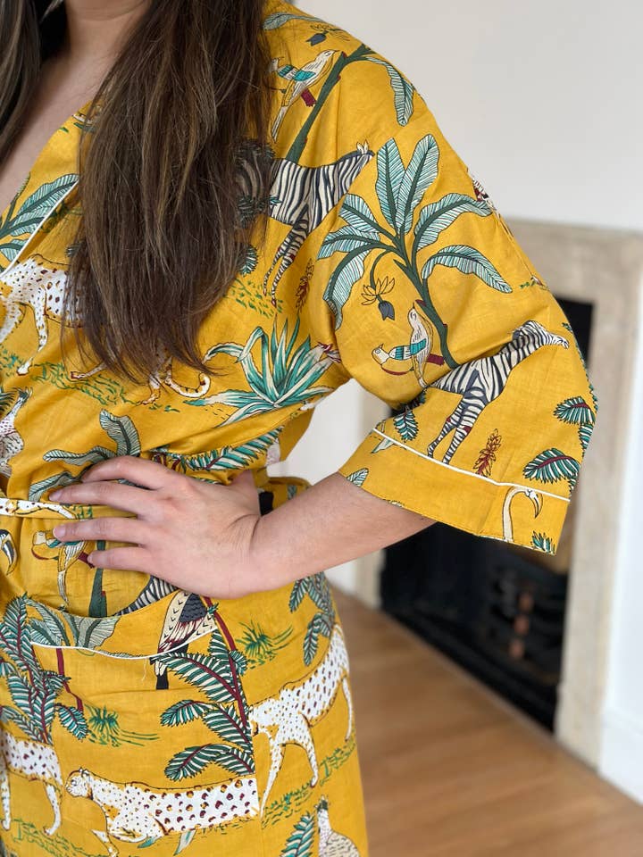 HausLife - Wholesale Robe - Women's - Jungle Print Cotton Kimono Dressing Gowns (6 Colours)3