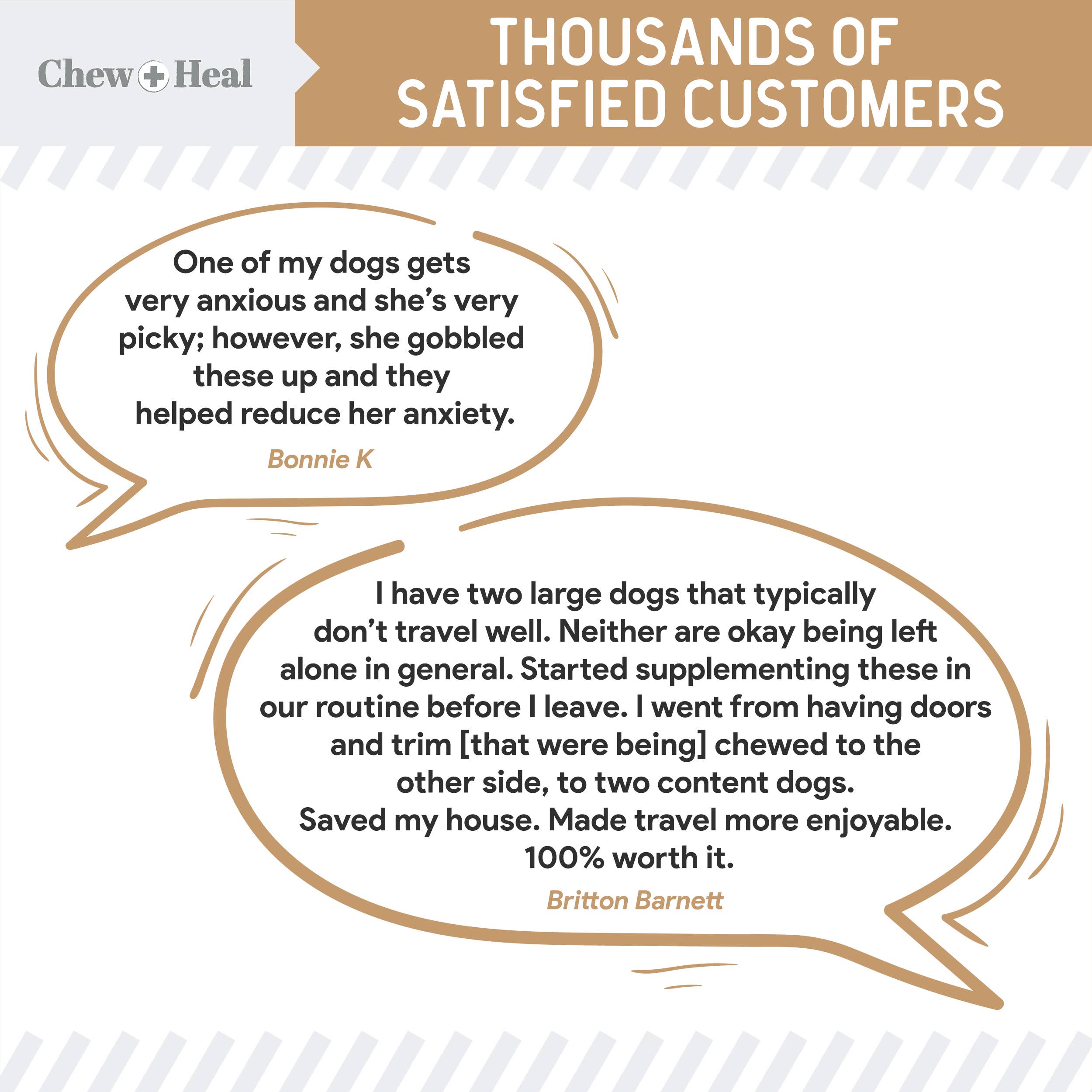 Chew + Heal – Großhandel Nahrungsergänzungsmittel für Haustiere – Hund – Anxiety + Stress Dog Erdnussbutter mit Geschmack, 60 Stück4