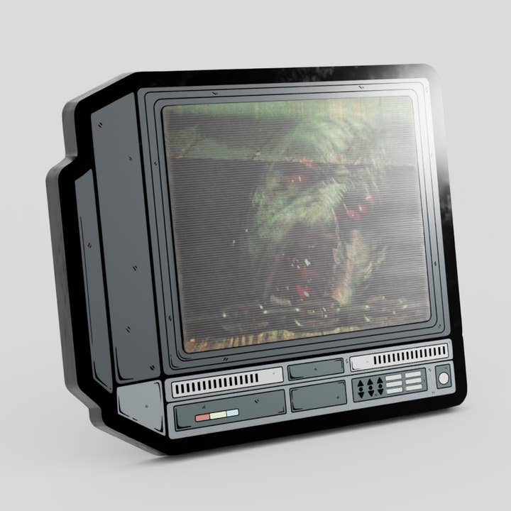 2,5" Lentikulär Evil Dead Zombie CRTV Emaljpin för wholesale av GoopyGoblins