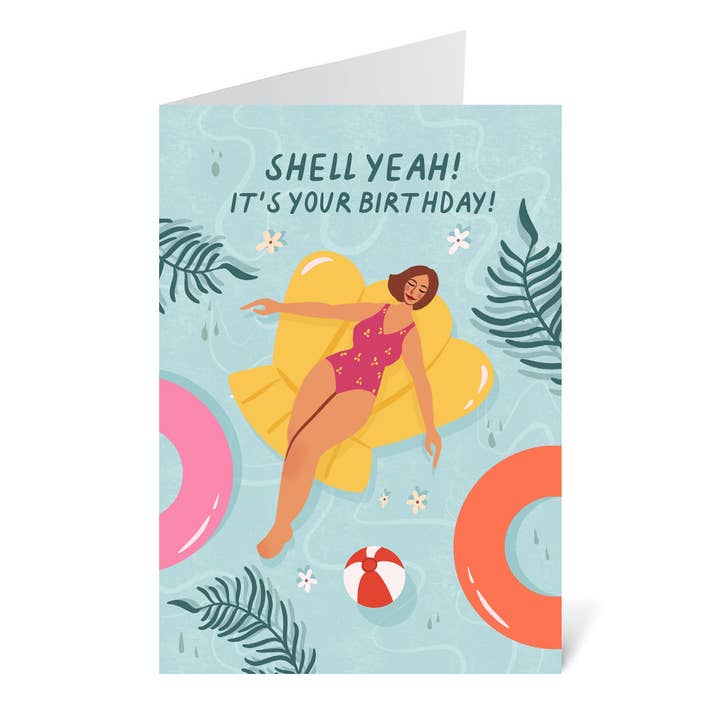 'Shell Yeah' Happy Birthday Folded Greetings Card for wholesale by Flourish Paperworks