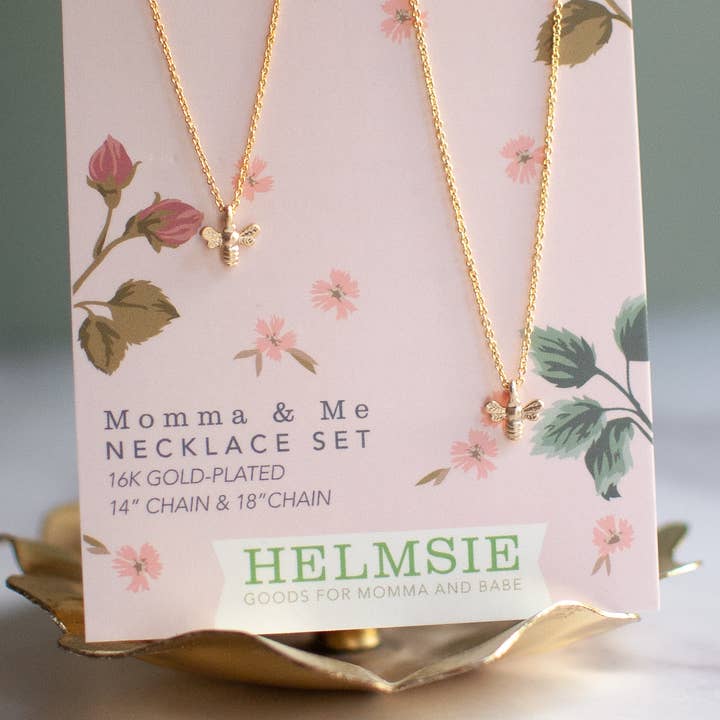 Helmsie - Wholesale Jewelry Set - Momma + Me Bees Necklace Set