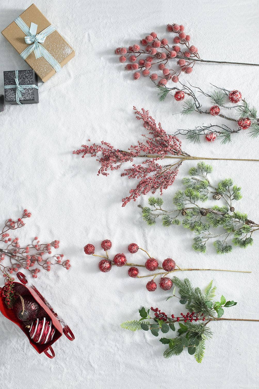 A&B Home Group Inc. - Wholesale Christmas Decoration - 24"H Frosted Red Berry Sprig4