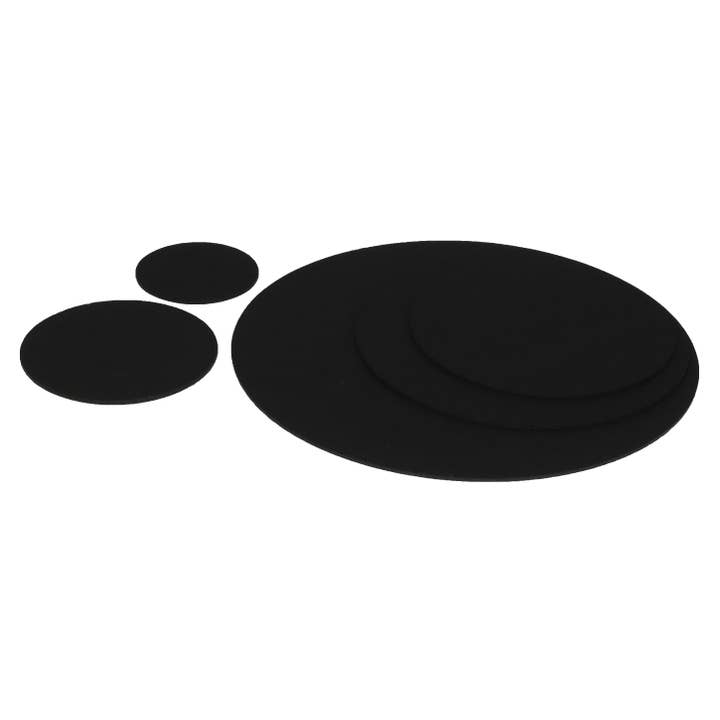 Felt coaster/placemat black, round, size selection for wholesale by Filzschneider