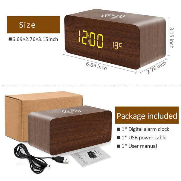 Showcase - Wholesale Charging Dock - LumbrTime Wood Finish LED Clock With Wireless Induction Phone Charger