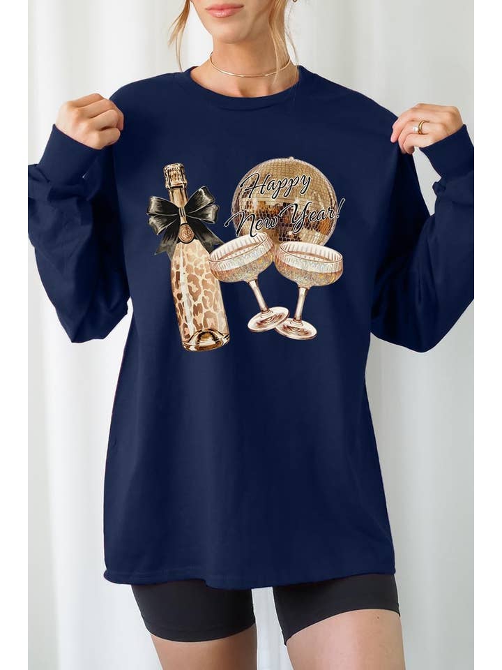 COLORBEAR - Vendita all'ingrosso Maglietta stampata - Donna - Maglietta a maniche lunghe grafica "Cheers Champagne"10