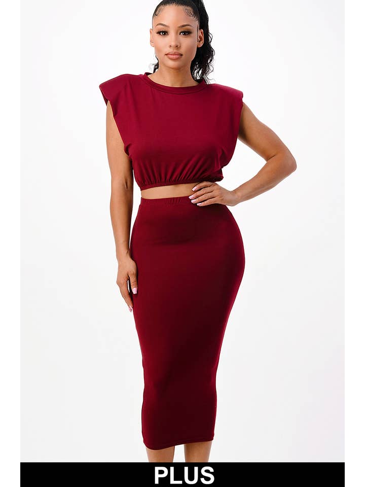 SJL Apparel - Wholesale Top & Skirt Set - Women's - PLUS SIZE V-NECK T SHIRTS AND BIKER SHORT SET
