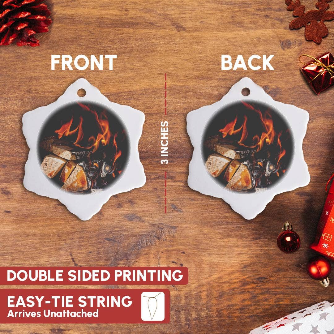 3dRose - Wholesale Ornament - 3dRose, Firewood burns in a stove, fire and ashes, Ornament2