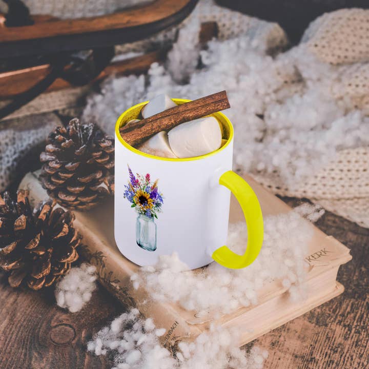 3dRose - Wholesale Coffee mug - 3dRose, Pretty Wild Flowers In A Canning Jar Illustration, Mug5