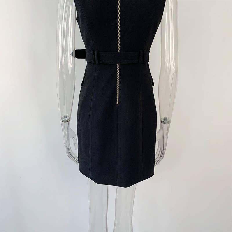 Productseeker - Wholesale Dress - Women's - DR008Y Fushcia Sleeveless Tie-Waist Suit Dress 3