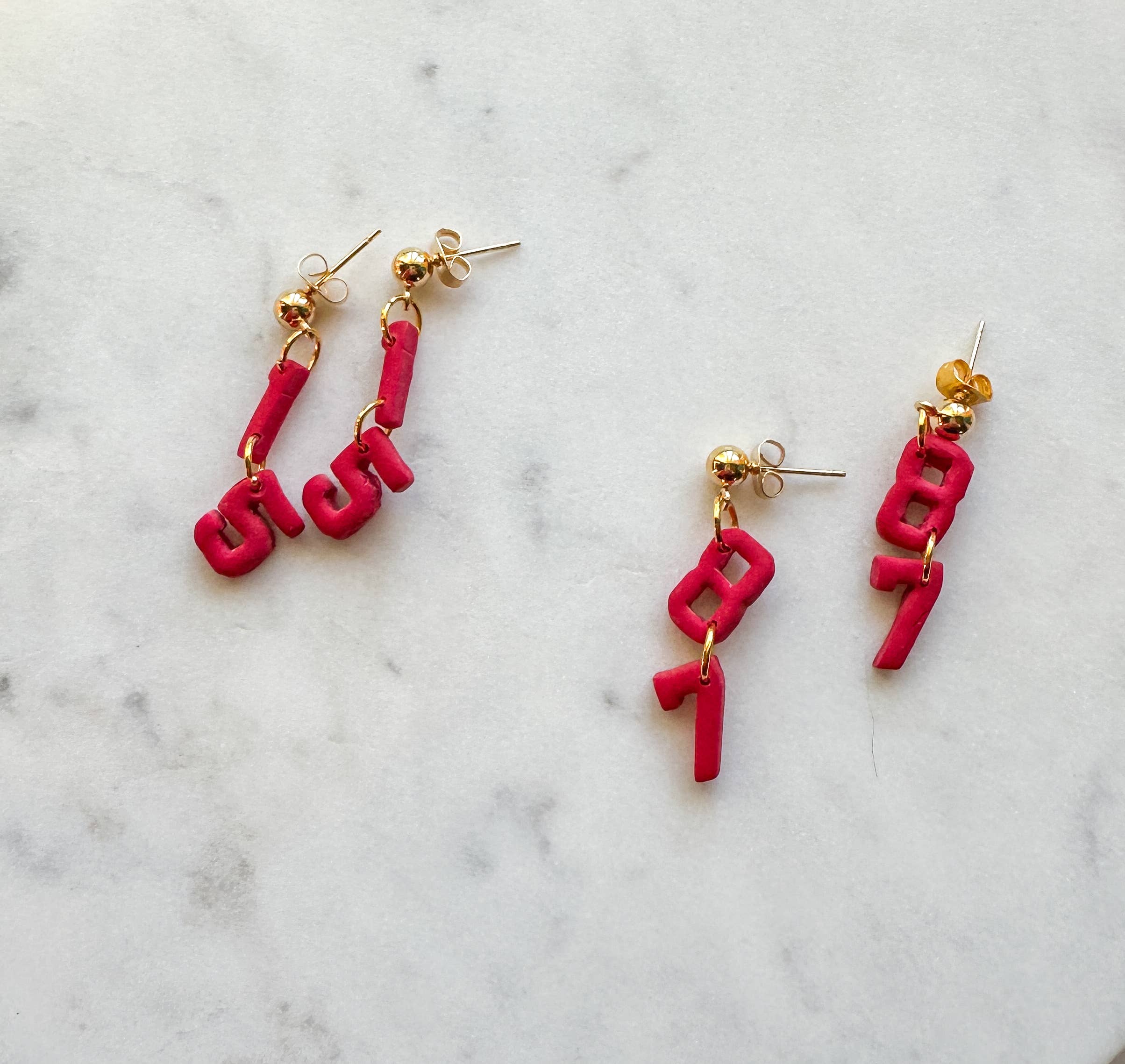 Vandy Visuals Shop - Wholesale Dangle Earrings - Kansas City Chiefs Football Game Day Jersey Dangles Earrings0