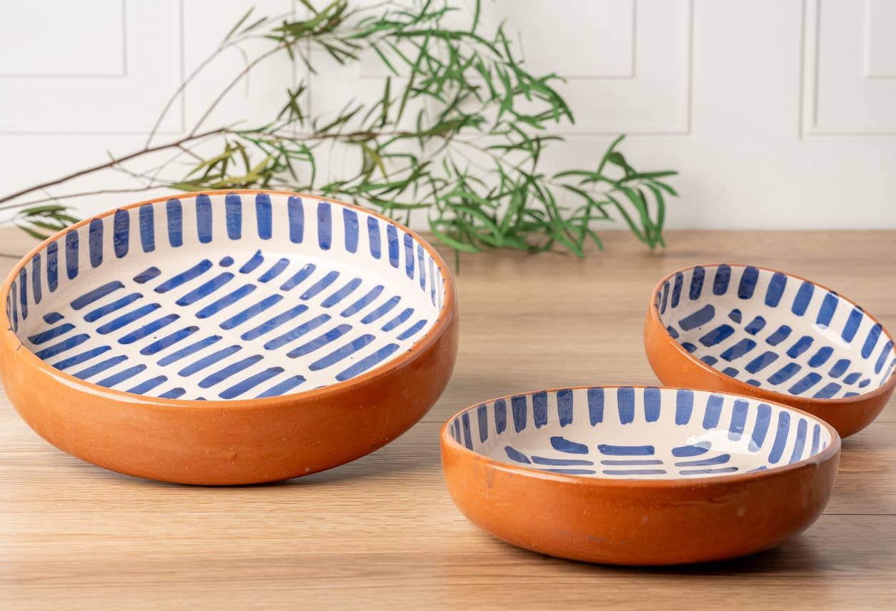 Verve Culture - Wholesale Decorative Plate/Dish/Bowl - Moroccan Nesting Dish Set - Blue Stripe4