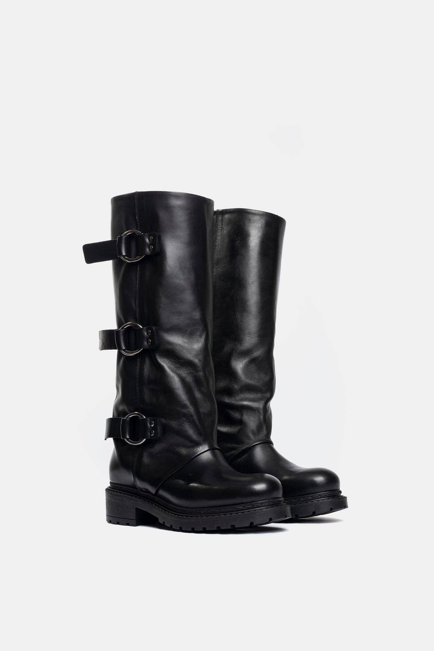 METISSE - Wholesale Boots - Women's - Biker in black calfskin MA24601