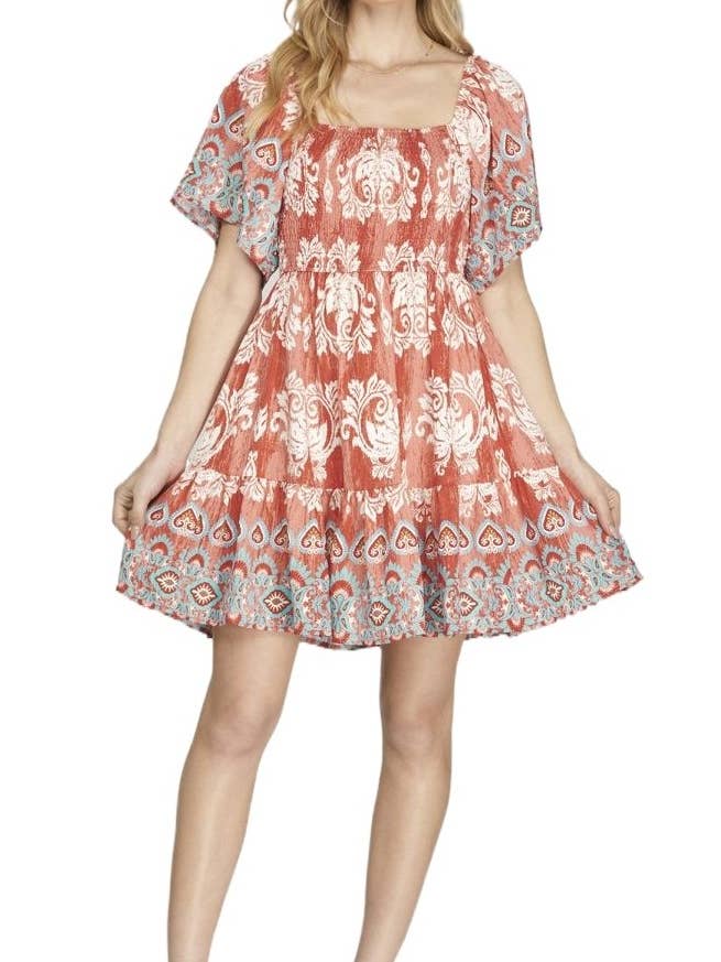 Mini-jurk met geweven randprint voor wholesale door Vanilla Monkey