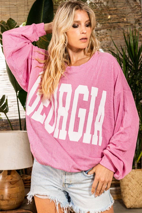 BUCKETLIST INC - Wholesale Graphic Sweatshirt - Women's - T1770C  Georgia Comfy Oversize Graphic Sweatshirt, Gameday32
