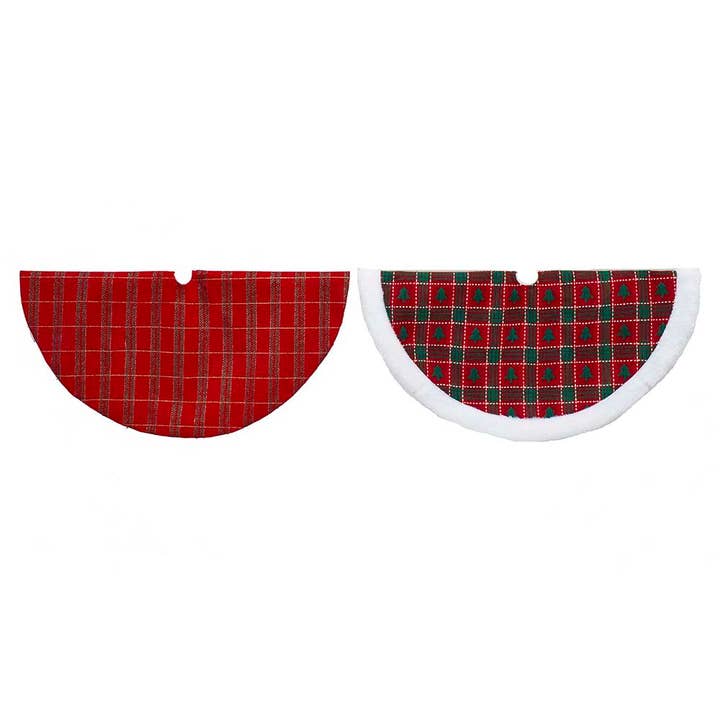 20"RED/GREEN PLAID MINI TREE SKIRT 2/A for wholesale by Kurt S. Adler, Inc.