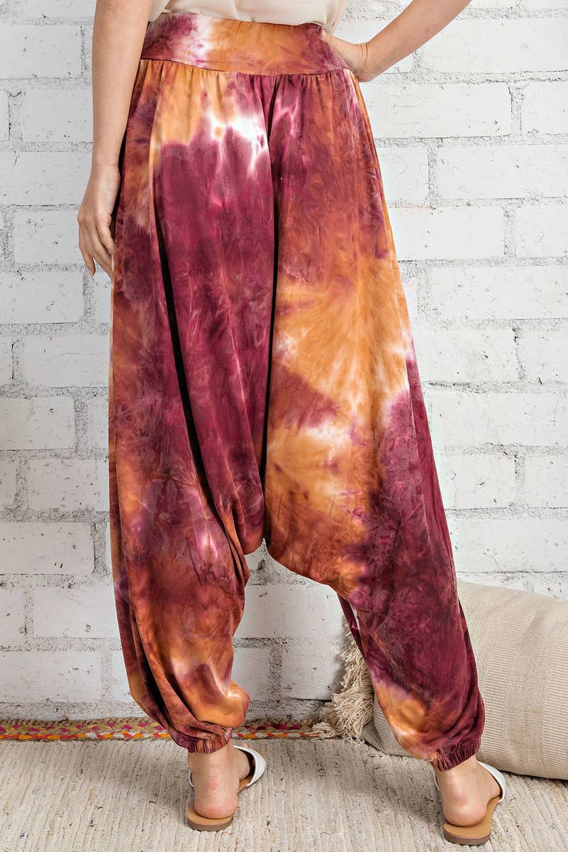 FSL Apparel - Wholesale Pants - Women's - SP6761 - TIE DYE PRINTED JERSEY CINCHED HAREM PANTS8