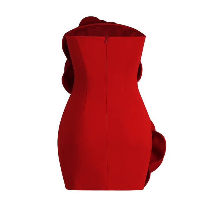 Productseeker - Wholesale Dress - Women's - DR0127 Red 3D Flower Tube Dress - Bold Elegance18