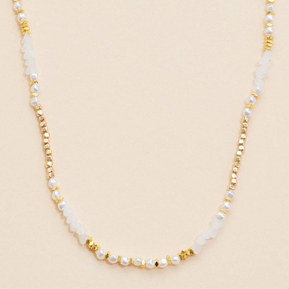 Frem – wholesale Beaded/pearl necklace – Glass Pearl & Metal Beaded Necklace0