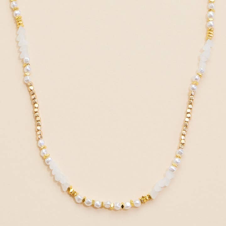 Frem - Wholesale Beaded/pearl necklace - Glass Pearl & Metal Beaded Necklace