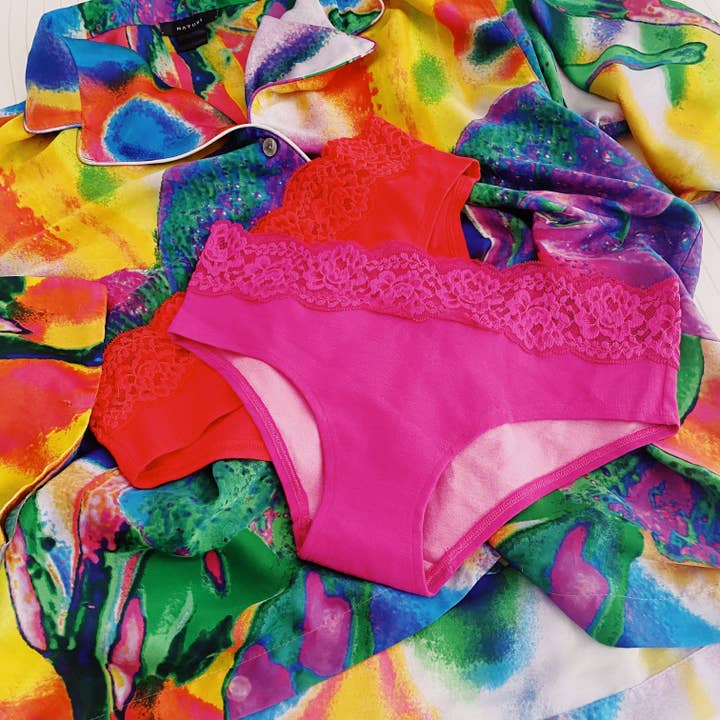 Berry Flame Red Cotton Lace Hipster 2 Pack Underwear for wholesale on Faire3