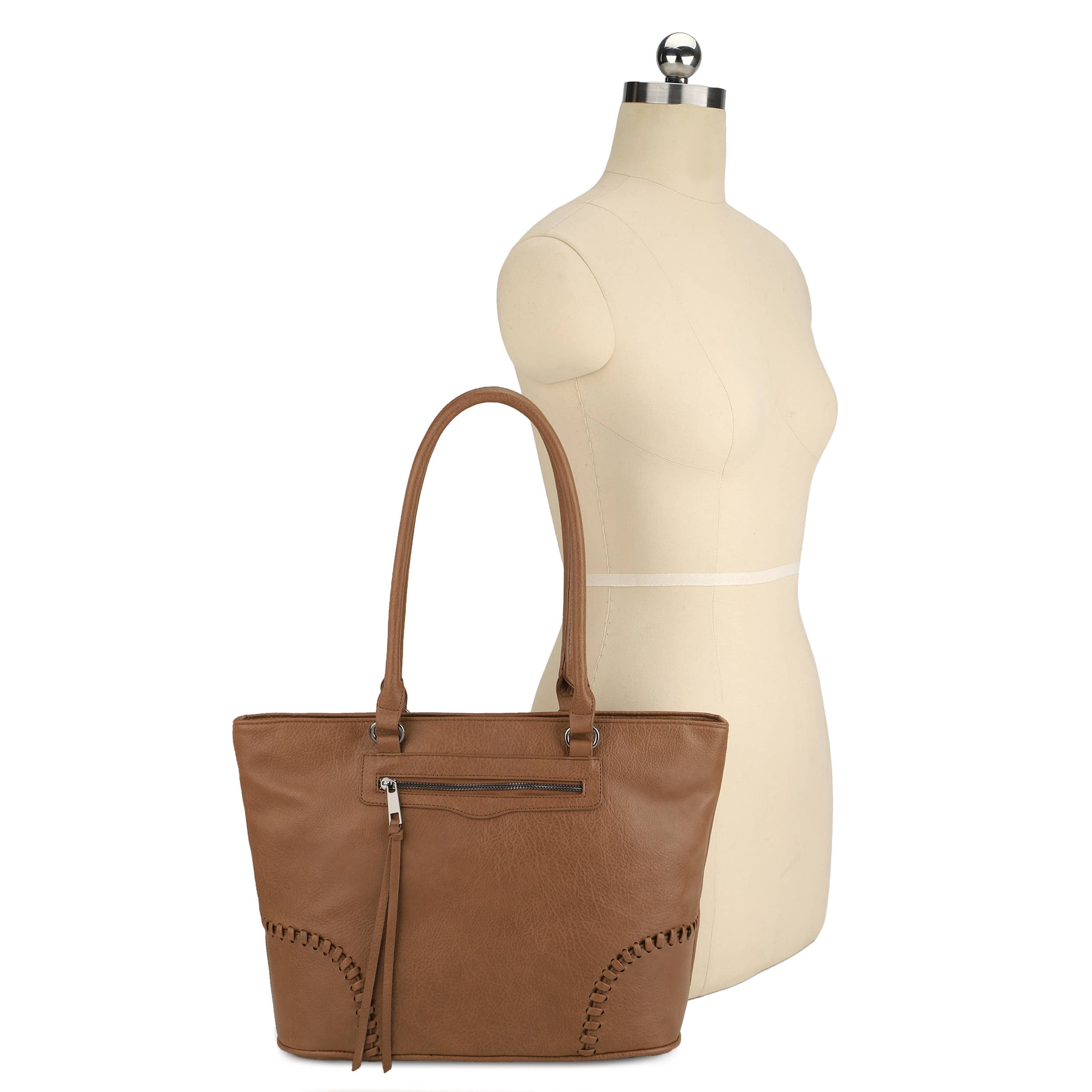 KAYLA+AVA – Großhandel Tragetasche – Damen – Alyssa Slouchy Tragetasche, lässig, Whipstitch, silberne Hardware10