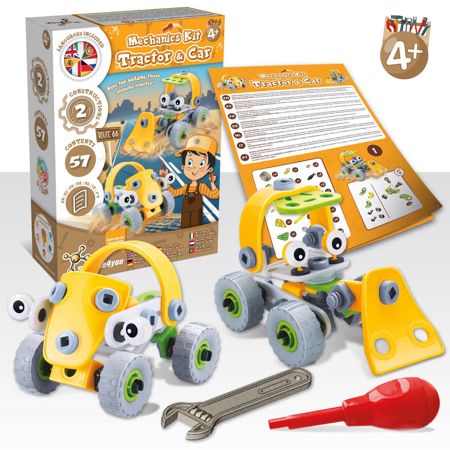Science4you - Wholesale Building Set - Kids - Mechanics Kit Tractor & Car - Construction Toy (7 languages)2