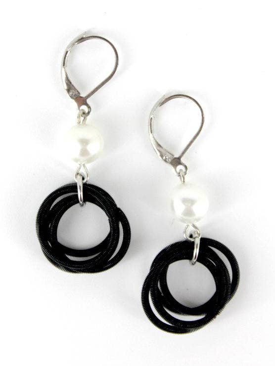 273 - Black PW Loop with White MOP Earring for wholesale by Sea Lily