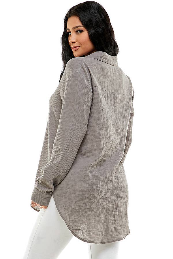 Veracci – wholesale Tröja med knappar – Dam – Dubbel gasväv Weekend Button-Down skjorta11