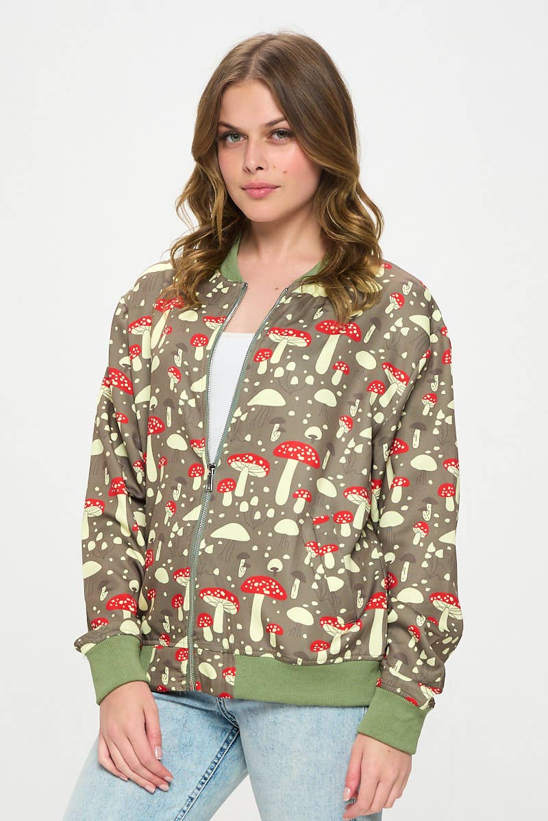 SM WARDROBE - Vendita all'ingrosso Bomber - Donna - GIACCA BOMBERT CON MOTIVO A FORMA DI FUNGO7