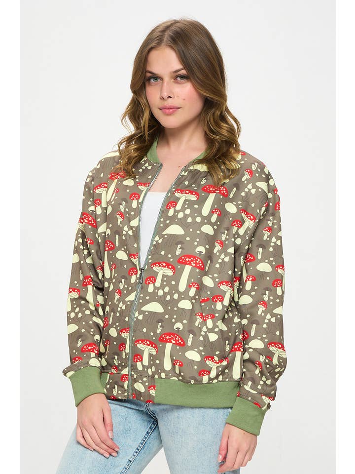 SM WARDROBE - Vendita all'ingrosso Bomber - Donna - GIACCA BOMBERT CON MOTIVO A FORMA DI FUNGO7