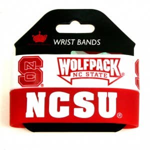 NC North Carolina State Wolfpack Wristbands, Wide- 2 pack for wholesale by Turnovers Inc