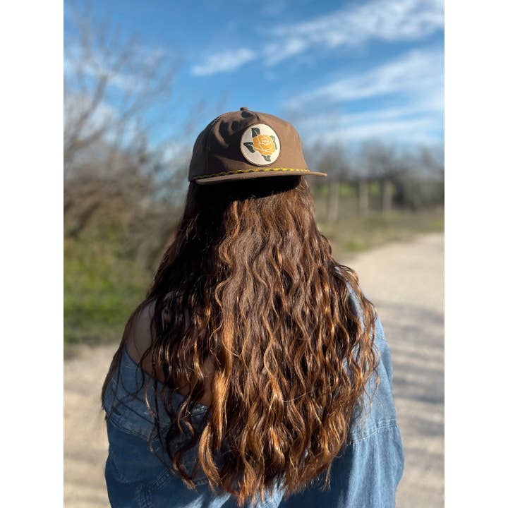 River Road Clothing Company - Wholesale Flat Brim Cap - Unisex - Yellow Rose Snapback Rope Hat1