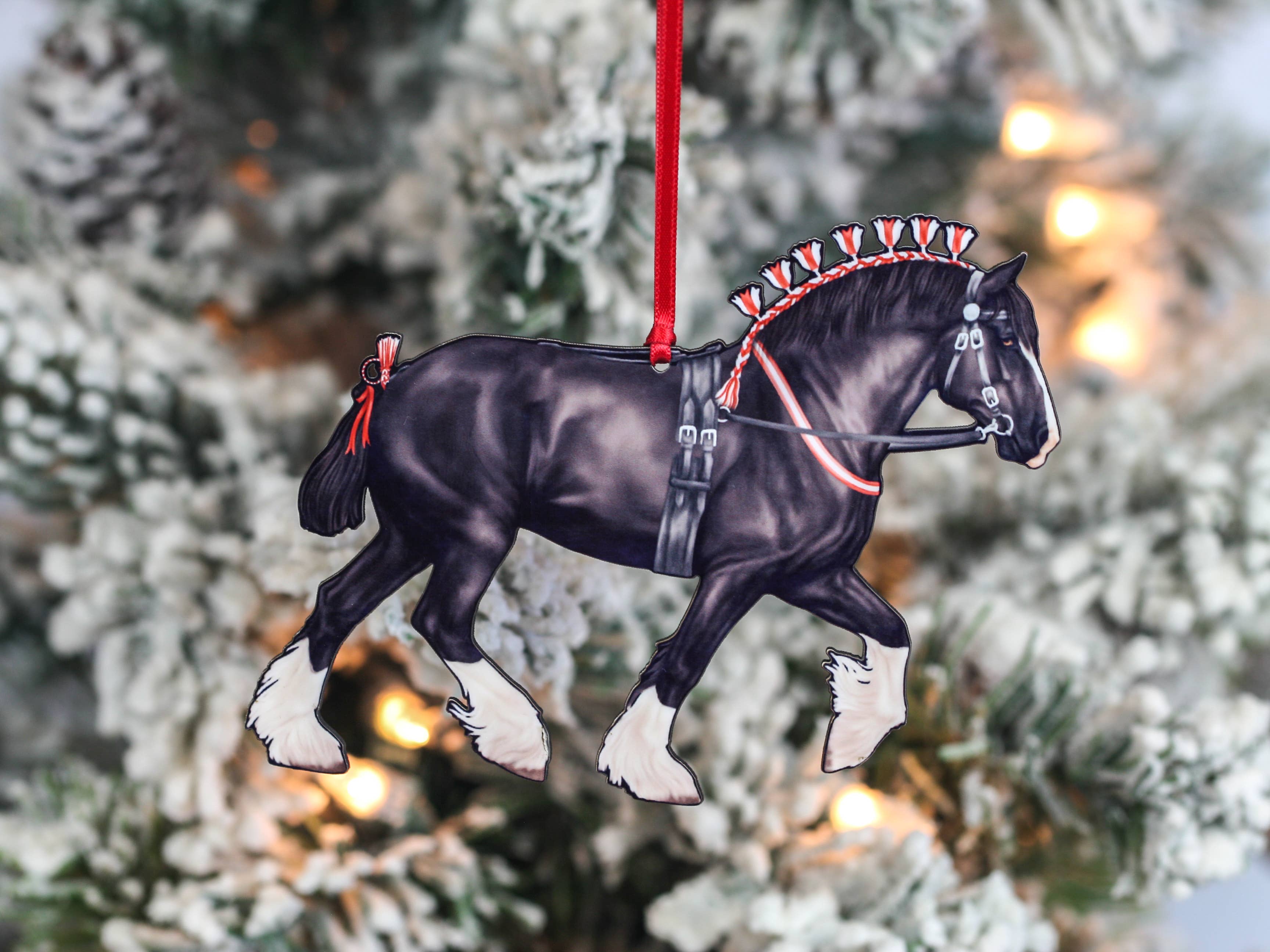 Classy Equine - Wholesale Ornament - Black Shire Draft Horse Christmas Ornaments Draft Horse Show1