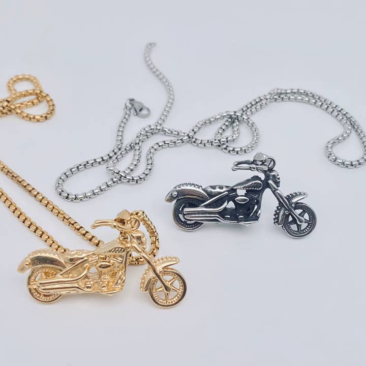Skull Death Motorcycle Stainless Steel Necklace - MJ/MNP for wholesale by Mio Queena