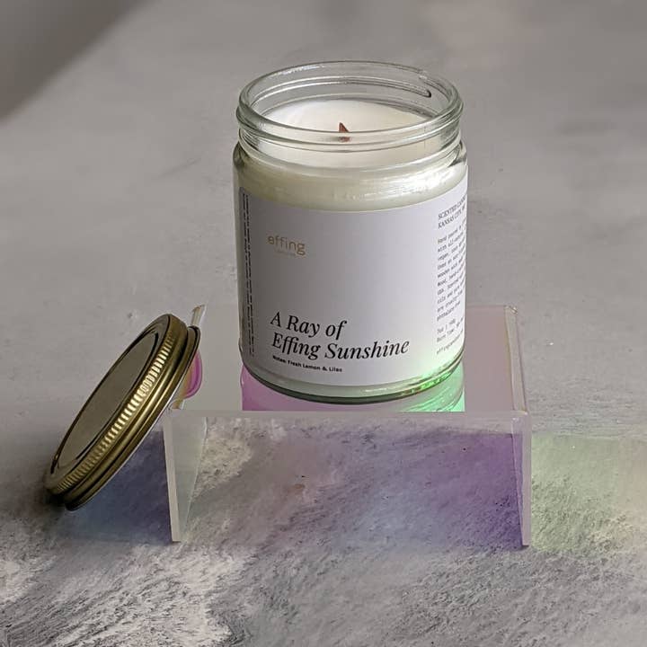 Effing Candle Co. - Wholesale Jar/Filled Candle - Fresh Lemon & Lilac Wooden Wick Candle | Non-Toxic3