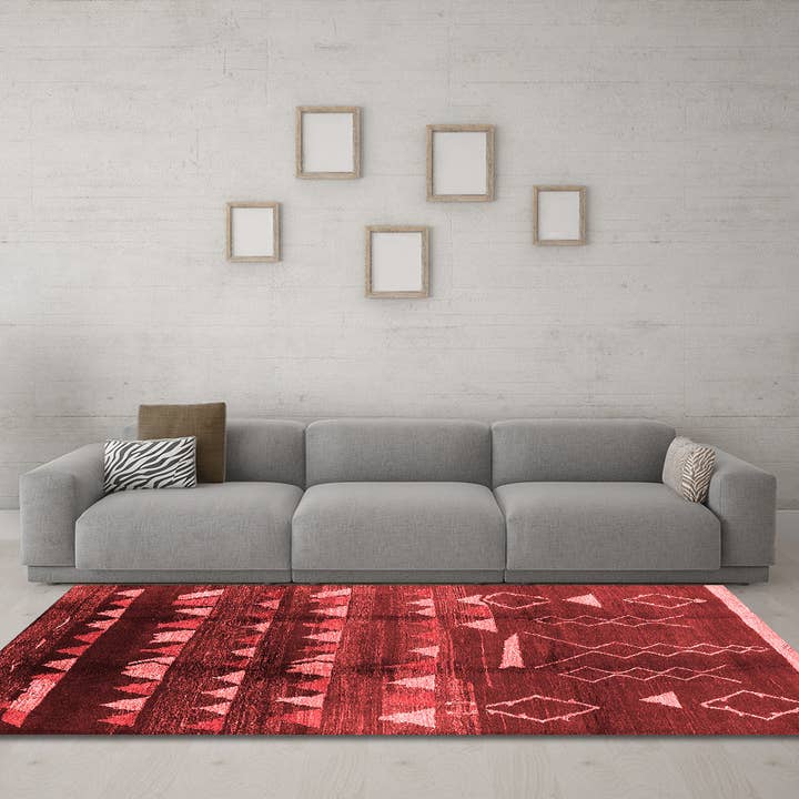 Machine Washable Solid Red Modern Area Rugs for wholesale by Ahgly