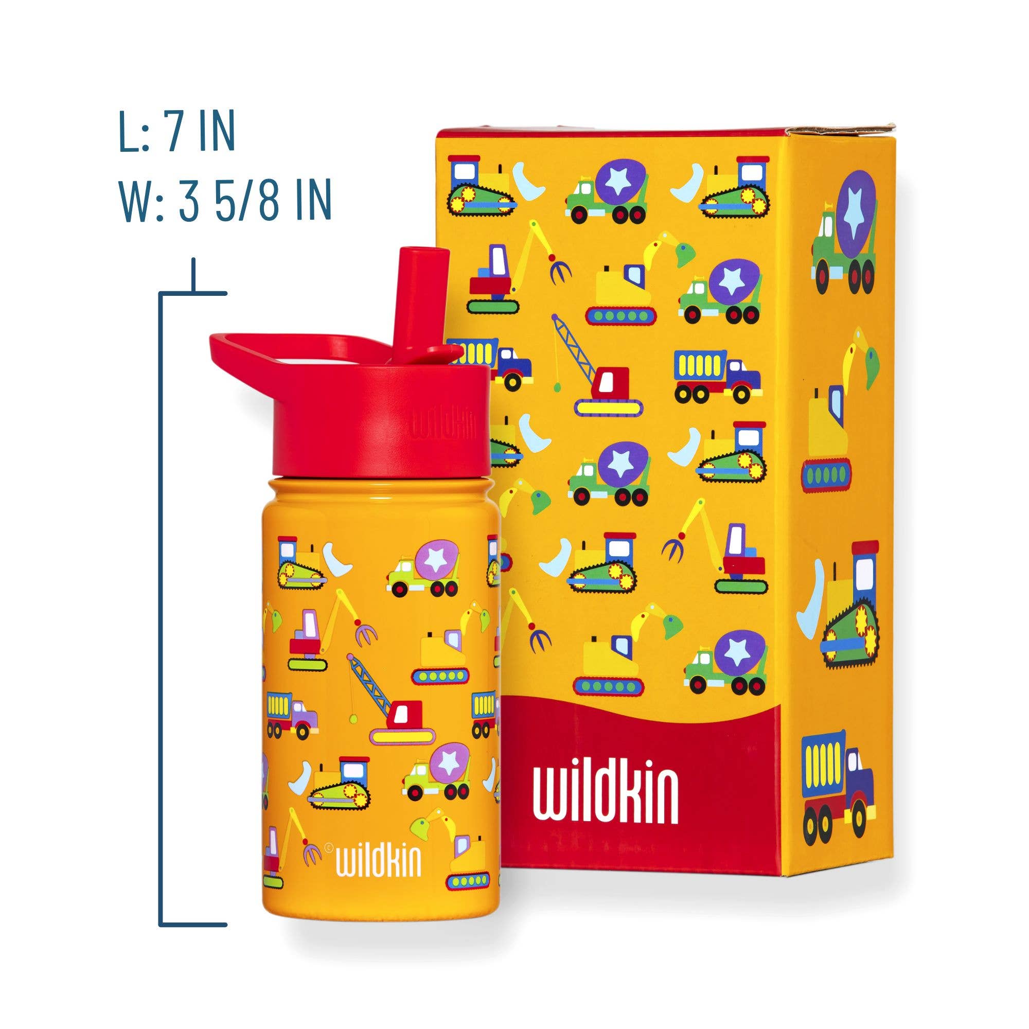 Wildkin - Wholesale Water Bottle - Under Construction 14 oz Stainless Steel Water Bottle2