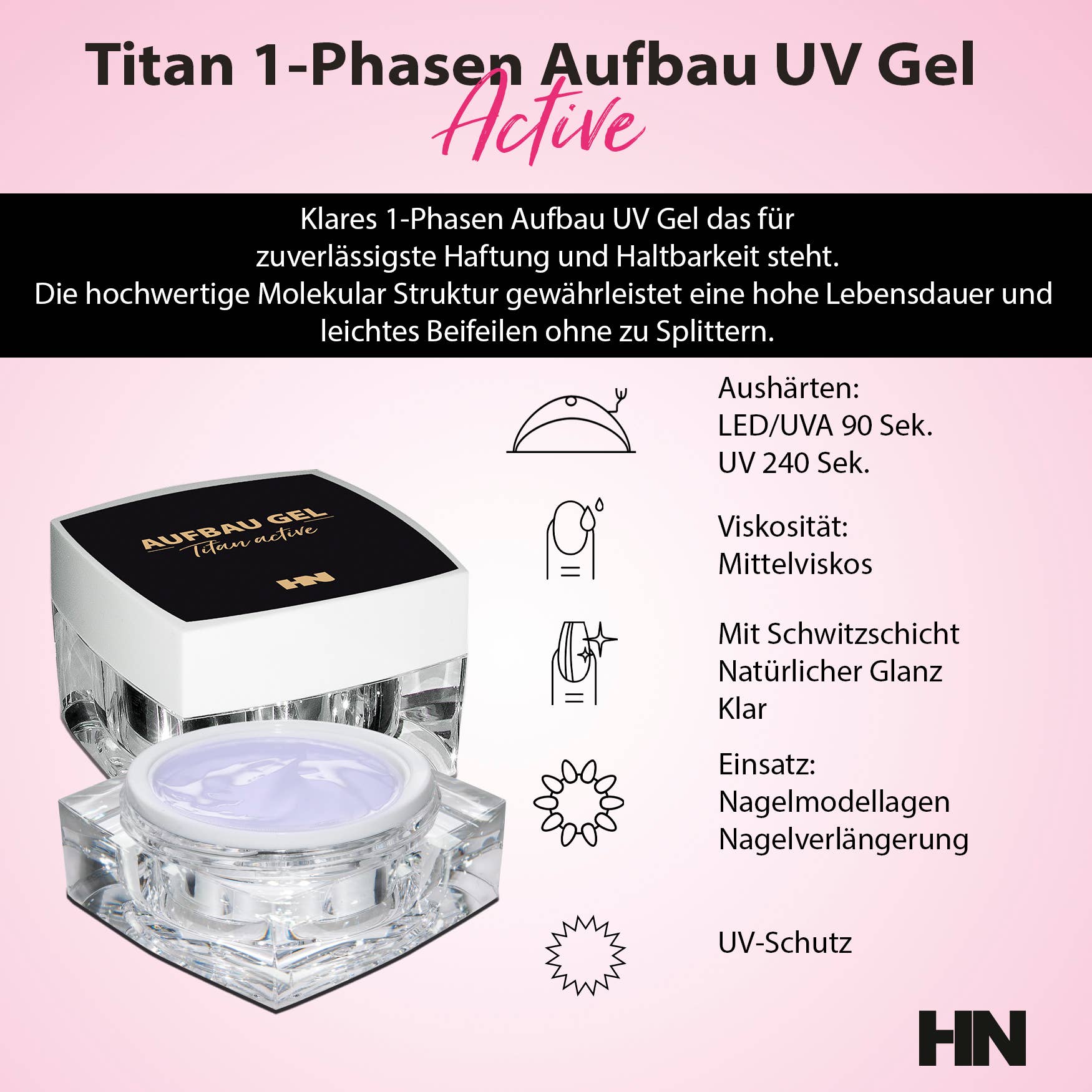 HOLLYWOOD NAILS - Wholesale Nailcare Set - Titanium active UV gel 5 g1