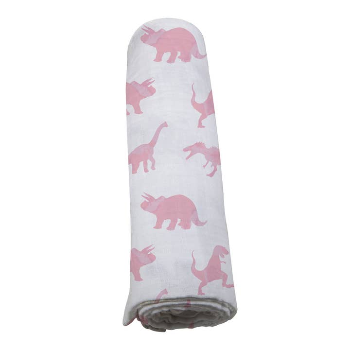 Newcastle Classics - Wholesale Swaddle - Baby - Pink Dinosaurs Bamboo Muslin Swaddle4