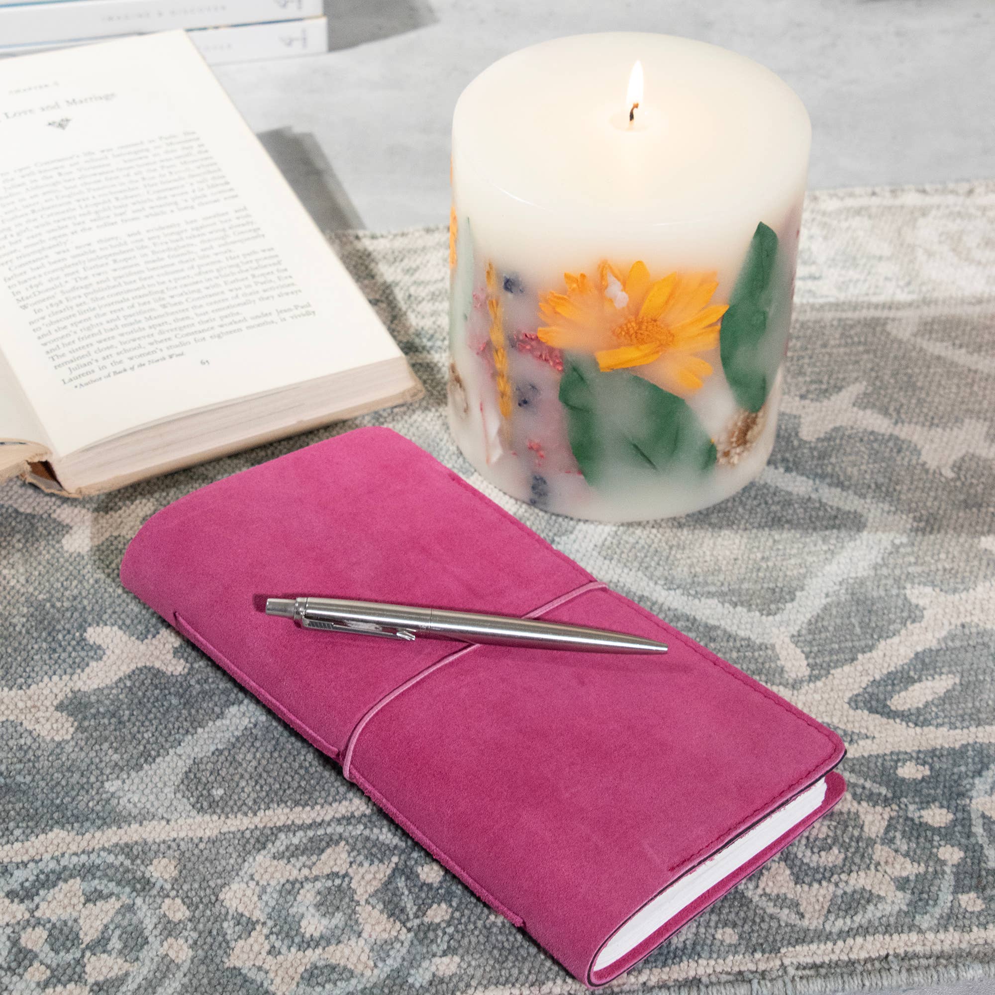 Andaluca - Wholesale Journal/Diary - Fuchsia Suede Journal W/ Organic Cotton Paper:  Small7
