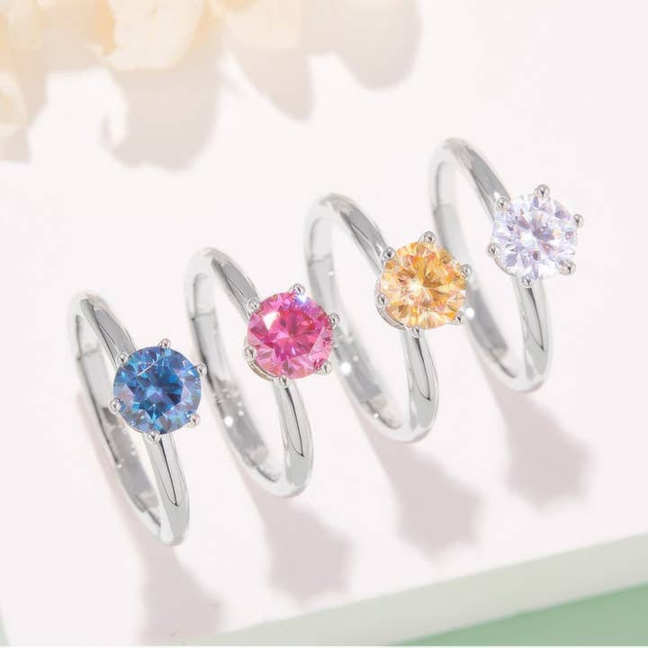 Anel Moderno de Moissanite | 1 Quilate | 4 Opções de Cor por atacado de Sparkile