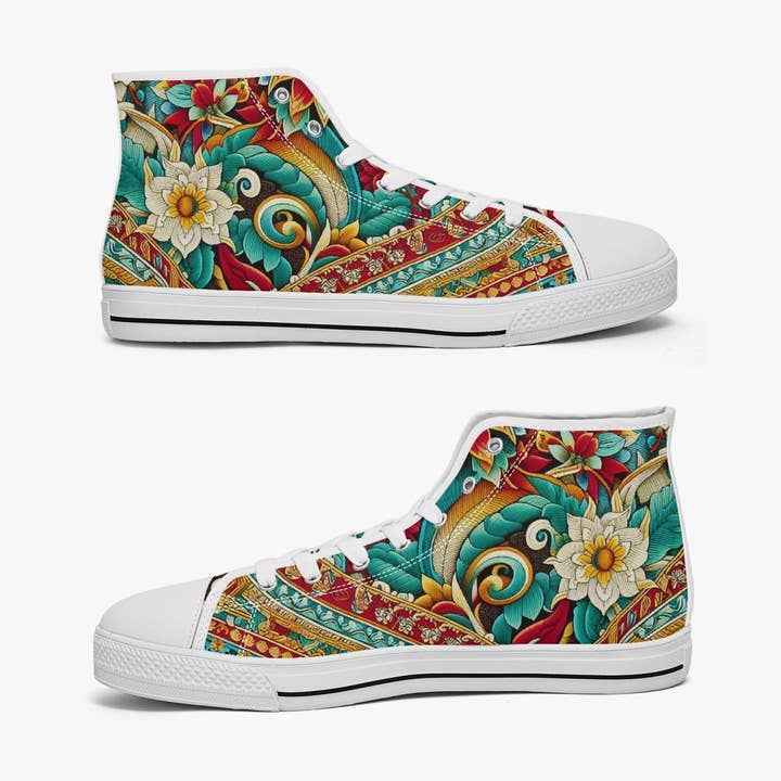 Myanmar Tyg #5.0 Höga Canvas Skor för wholesale av Oh Pote